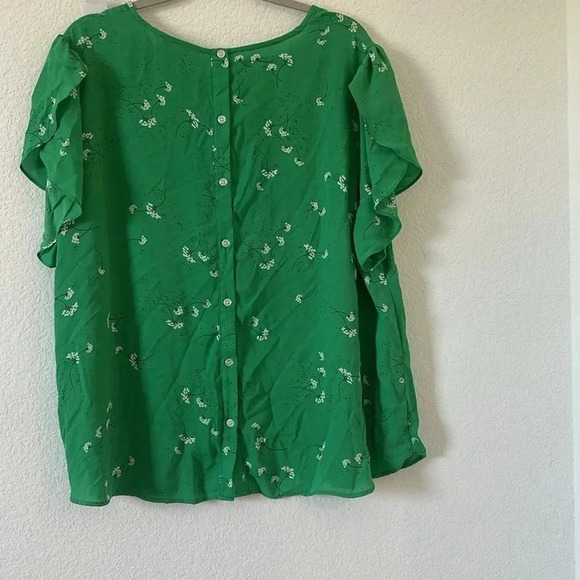 Premise | Button Back Shirt with Floral Print | Sz 3X | Green - Picture 7 of 7